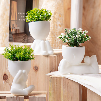 1pc Planta artificial de hoja de eucalipto en maceta, decoración de mesa de follaje de plumeria falsa, acento floral blanco, estilo INS, blanco y verde, material duradero de PP y PE, perfecto para entrada de casa, comedor, sala de estar, dormitorio, jard