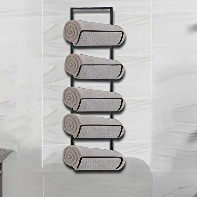 Estante de vino de metal de estilo tradicional - Estantes flotantes para colgar en la pared con acabado lacado, organizador de almacenamiento de 5 niveles para baño, estante de exhibición de botellas de arte de pared moderno decorativo