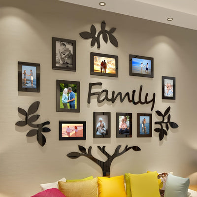 1 Juego de Decoración de Árbol Genealógico de Familia, Pegatina de Espejo de Acople DIY, Collage de Marco de Imagen, Decoración del Hogar, Adecuado para Sala de Estar, Dormitorio, Comedor, Oficina, Regalo para Nueva Casa, Grande 47x47 pulgadas