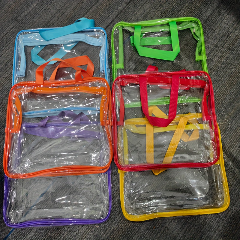 Organizador de PVC Transparente para Juguetes de 6 Colores con Cremallera, Bolsa Reutilizable Impermeable con Asa, Bolsas de Almacenamiento Plásticas de 32.0x22.86 cm Adecuadas para Juegos de Mesa, Bloques de Construcción y Rompecabezas