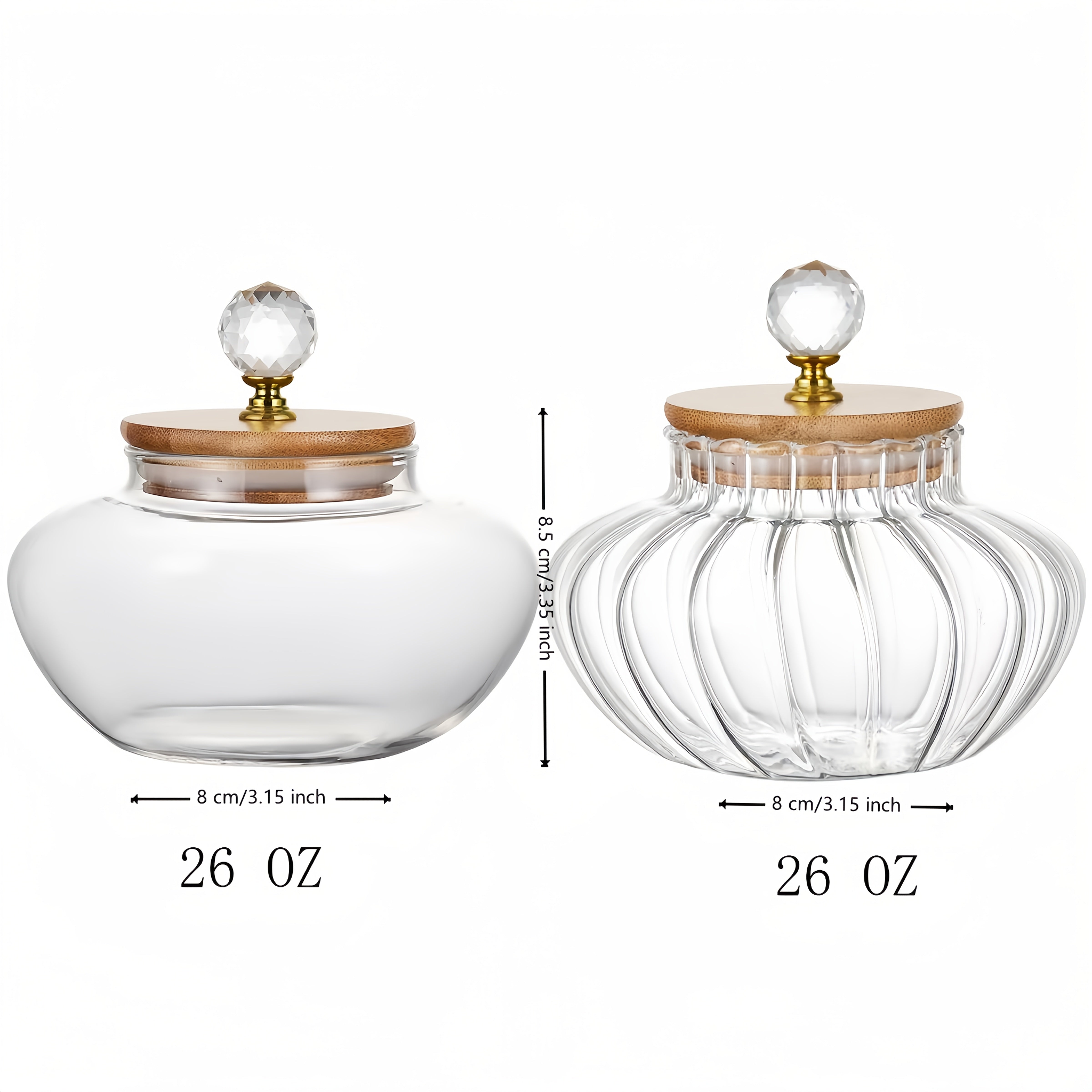 2 piezas, Jarrón de vidrio con diamantes, Jarrón sellado de vidrio, Jarrón de almacenamiento, Jarrón de almacenamiento, Jarrón de té, Envoltura de tela de perlas anticaídas, Adecuado para decoración del hogar