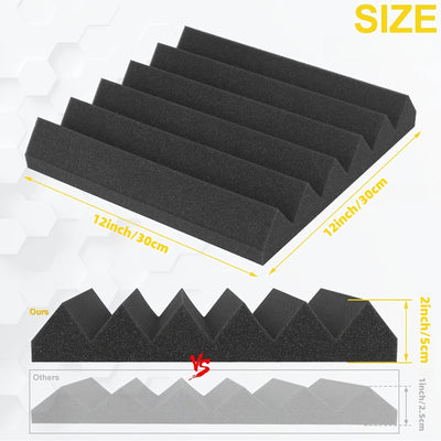 Paquete de 24 Paneles Acústicos Ignífugos de Alta Densidad Negros 30*30*5 cm, Ideales para Paredes de Salas de Conferencias, Oficinas, Estudios en Casa, Grifos y Cines - Aislamiento Acústico