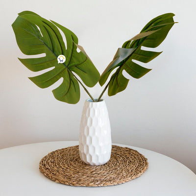Plantas Artificiales Hojas Medianas X12 Decoración Tropical Fiestas 6291