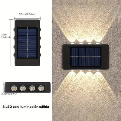 4 o 6 luces solares para pared, 8 LED, iluminación decorativa para jardín, patio o villa, montaje semiempotrado, material plástico, carga solar, batería de níquel de 600 mAh, sin control remoto, incluye hardware de instalación