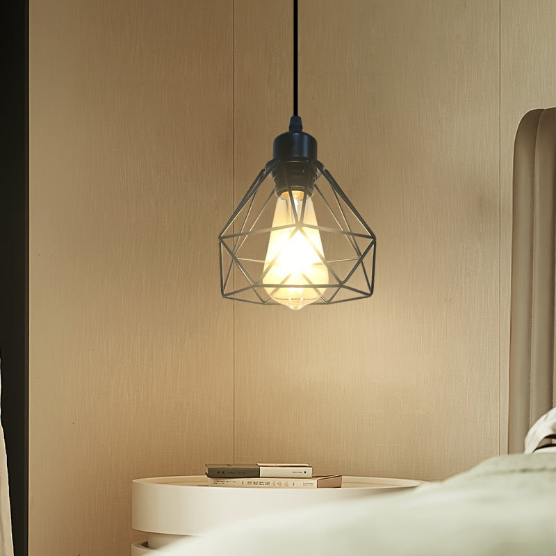 Lámpara colgante estilo nórdico moderno y minimalista, base para foco E27, de hierro fundido, para comedor, bar, cocina, pasillo, entrada o habitación, instalación semiempotrada, acabado pintado, sin foco incluido, 1 unidad