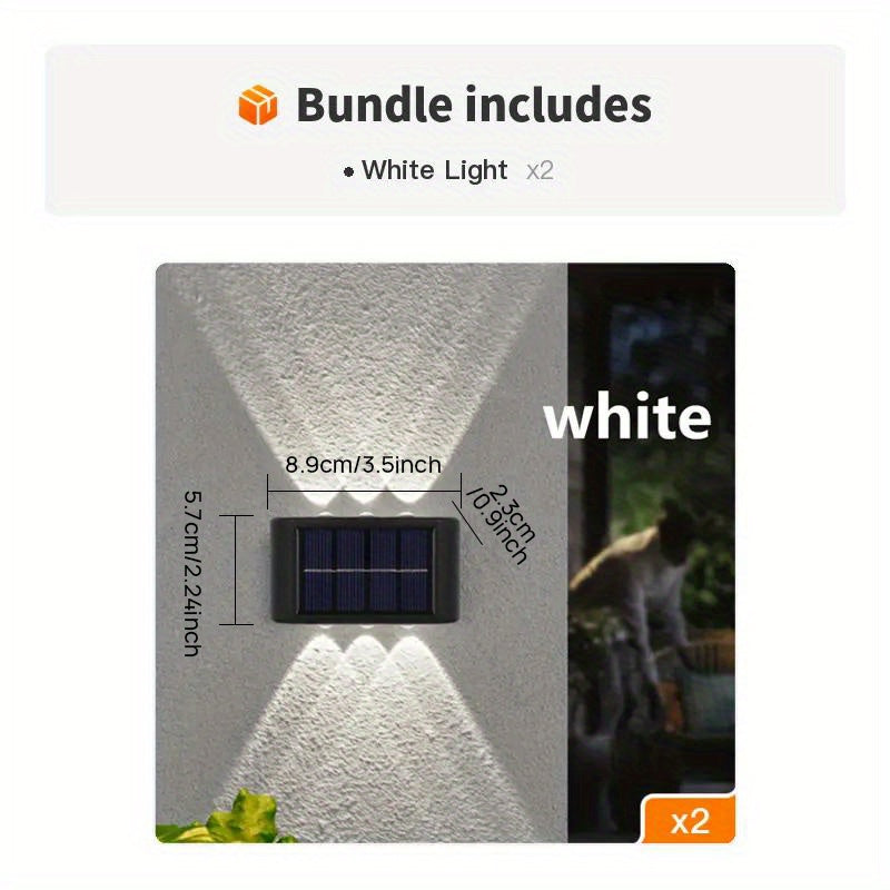 Luz de pared solar - Luz de camping al aire libre con 6 LED, iluminación de doble color para patio, calle, paisaje, decoración de jardín, regalo de Navidad