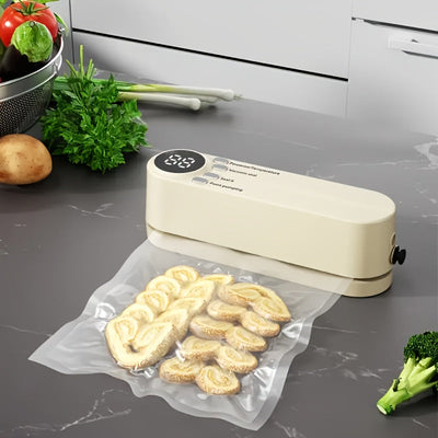 Selladora de Vacío Portátil Recargable USB - Máquina Multifuncional Automática para Sellado de Alimentos con Sistema de Sello, Función de Extracción y Inflación Externa, Adecuada para 10 Escenarios: Hogar, Escuela, Conservación Comercial de Alimentos, Pi