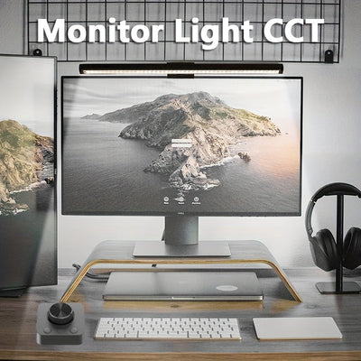 Barra de Luz de Monitor Elegante con Alimentación USB y Mecánica para Switch & Control Remoto Inalámbrico, Atenuación Continua, 92 LED, Temperatura de Color Ajustable de 3000-6500K, Acabado Metálico Mate - Ideal para Hogar & Oficina, Monitor Portátil