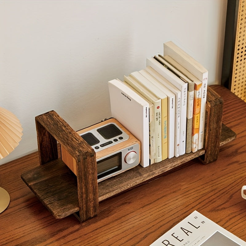Estantería de Madera Ajustable y Extraíble - Organizador de Escritorio Compacto para Ahorrar Espacio para Libros, Revistas, Oficina y Decoración del Hogar - Sin Montaje Necesario, Decoraciones de Estanterías, Estantes Utilitarios