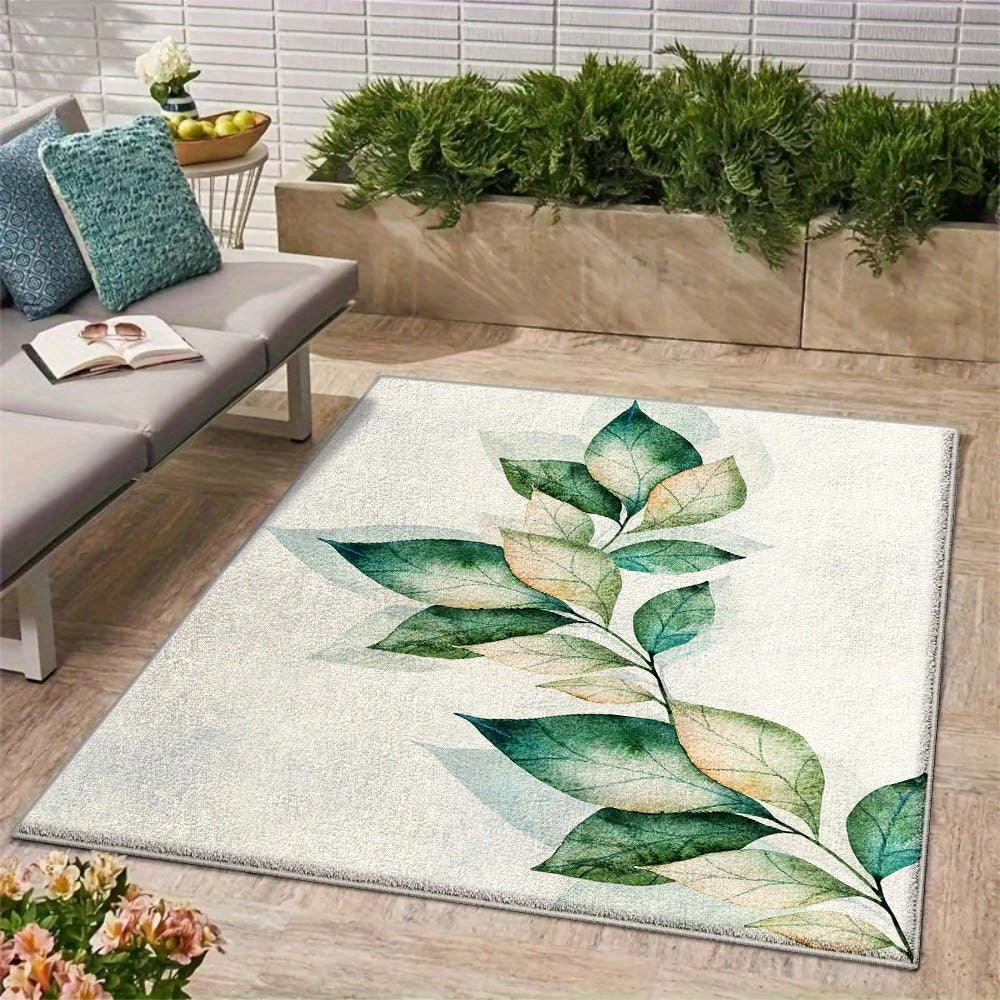 Alfombra de Terciopelo/851g/m² Estampada Moderna Minimalista para Exteriores, Suave y Duradera Antideslizante, Color Crema Francés - Alta Calidad de Lujo Lavable a Máquina, Decoración Elegante con Patrón Floral Gris para Camping y Cocina