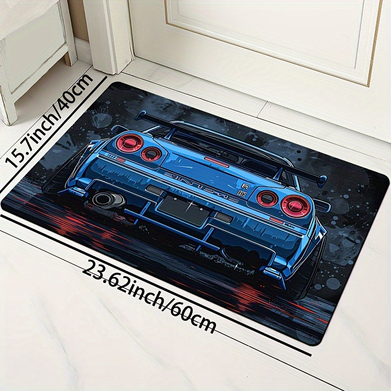 Felpudo de diseño de coche deportivo genial, de 8 mm de grosor en suave poliéster, lavable a máquina, alfombra rectangular para interior en sala de estar, dormitorio, cocina, entrada - Alfombra decorativa antideslizante