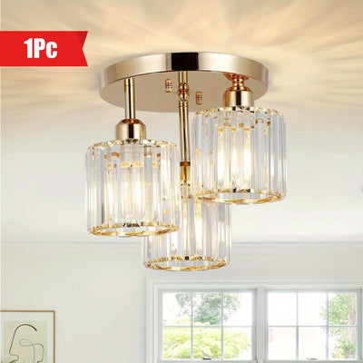 1 pza. Moderno candelabro de cristal de 3 luces con pantalla de cristal, base E27, 110V-240V, montaje semi empotrado, luz colgante ajustable para sala de estar, dormitorio, cocina, pasillo, baño, accesorio de iluminación.