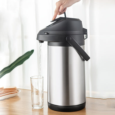 1.9L Olla de Acero Inoxidable con Bomba de Palanca, Termo Aislado de Doble Pared para Bebidas Calientes y Frías, Dispensador Polivalente para Uso en Casa y Oficina