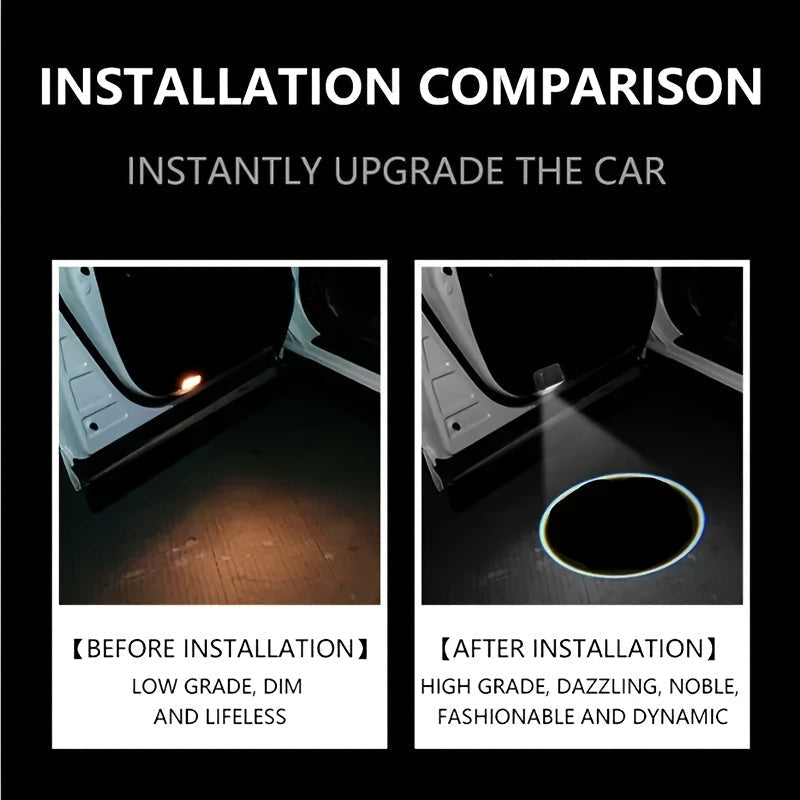 2 Piezas de Luz LED Proyección Bienvenida USB con Logo Deportivo, Apto para AUDI, Mercedes-Benz, Citroën, Hyundai, KIA, Skoda, Peugeot, Accesorio para Puerta de Vehículo, Decoración Moderna y Duradera