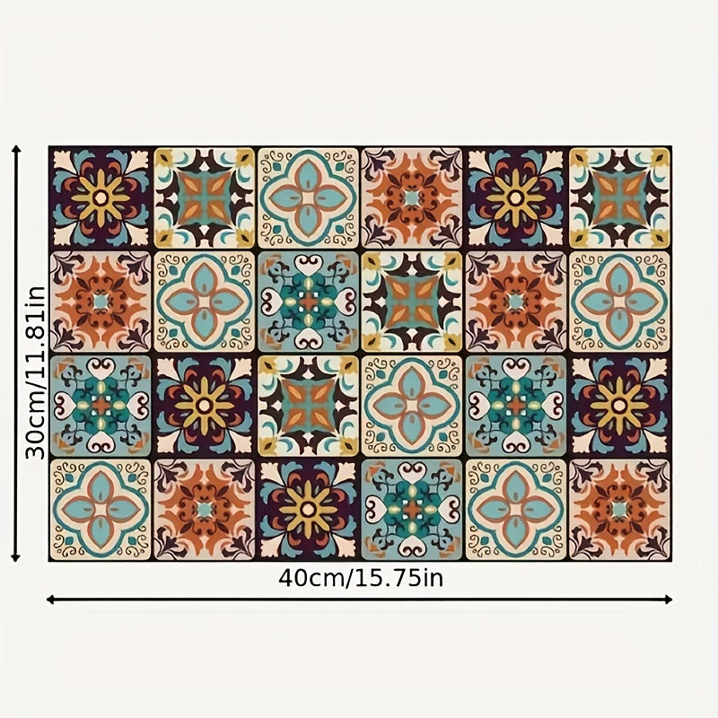 1 pieza de Estilo Bohemio Tapete para Café de Secado Rápido - Antideslizante, Protector de Encimera de Microfibra Absorbente, Especialmente Adecuado para Máquinas de Café y Cafeteras, Patrón Floral Multicolor, Muy Adecuado para Uso en Cocina, Almohadilla