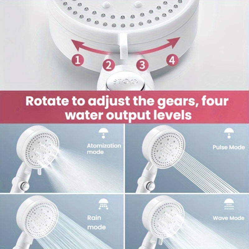 Juego de cabezal de ducha portátil TATUKIKO, montaje en pared, acabado pulido, blanco crema, con presión, con kit de instalación y modo de ahorro de agua, para baño, accesorio de cabezal de ducha|Aspecto moderno|Acabado pulido, cabezal de ducha y manguer