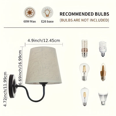 2 piezas de perillas de pared tradicionales de metal con sombreros de luz, perilla semi-englobada desmontable para dormitorio, sala de estar, cocina, pasillo - Conectado a la red eléctrica, instalación fácil, compatible con bombillas E26/E27 (bombillas n