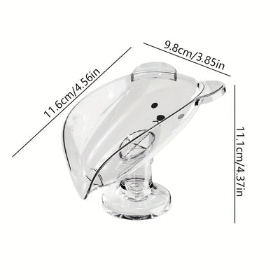 1pc Jabonera Inspirada en Dibujos Animados con Ventosas Fuertes - No Requiere Taladro, Diseño de Auto-Drenaje, en Forma de V, Transparente y Gris, Ideal para Baño, Barco, RV, Soporte para Jabonera