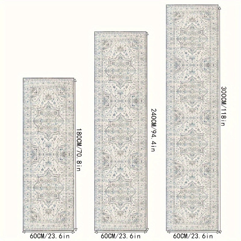 1 pieza de alfombra corredora bohemio vintage, 2x6/8/10 pies, poliéster ligero, lavable en máquina, alfombra de escalera de terciopelo de cristal, ideal para pasillo, sala de estar, dormitorio, solario, suelos de madera dura, decoración del hogar, decora