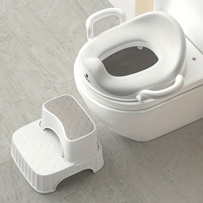Taburete de Plástico de Dos Pasos en Un Paquete, Superficie y Base Antideslizante, Portátil con Tapa de Poliéster, Duradero, Multifuncional, Adecuado para Varios Tipos de Habitaciones, Baño, Cocina y Entrenamiento Higiénico, Apilable