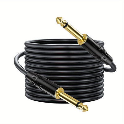 Cable de Audio i-Zclive de 6.5mm, Mono de Doble Núcleo y Doble Blindaje, Conectores Chapados en Oro, Carcasa de Aleación de Zinc - Ideal para Computadoras, Portátiles, Reproductores de DVD, Amplificadores de Bajo, Guitarras Eléctricas, Altavoces, Mezclad