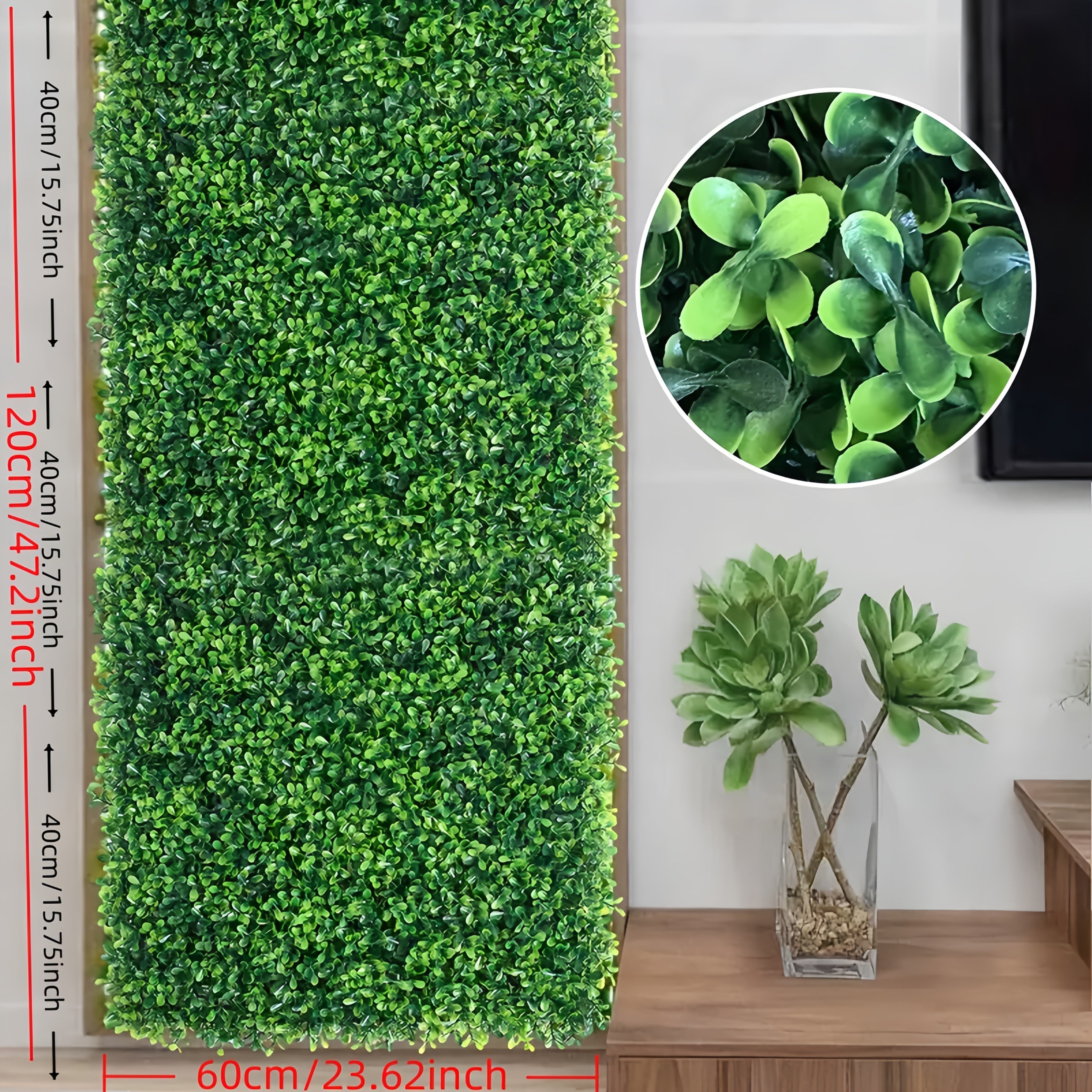 3 paneles artificiales de boxwood en forma de viña - Pared faux de hierba PE resistente a UV, 119.99cm x 59.99cm, decoración grande para exteriores/interiores, jardín, patio, hotel, fiestas de Christmas, Halloween, duradera, apariencia natural, no se nec