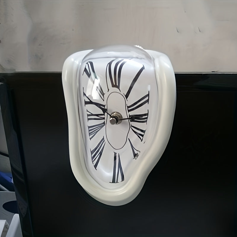 1 Unidad De Relojes De Pared Con Números Romanos Torcidos Surrealistas, Reloj De Estilo Surrealista, Accesorio Para El Hogar, Decoración De Reloj De Pared Distorsionada De Fusión, Decoración Del Hogar