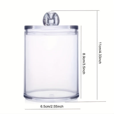 4 unidades/3 unidades/2 unidades/1 unidad de contenedores de hisopos de plástico transparente con tapa, acabado pulido, dispensador de mostrador para hisopos, almohadillas de maquillaje, cosméticos