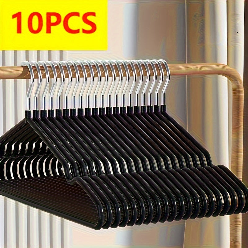 10pcs Perchas Metálicas de Alta Resistencia Estándar, Pintadas con Aerosol con Muescas para los Hombros, Organizador Antideslizante Multiusos para Armarios y Guardarropas