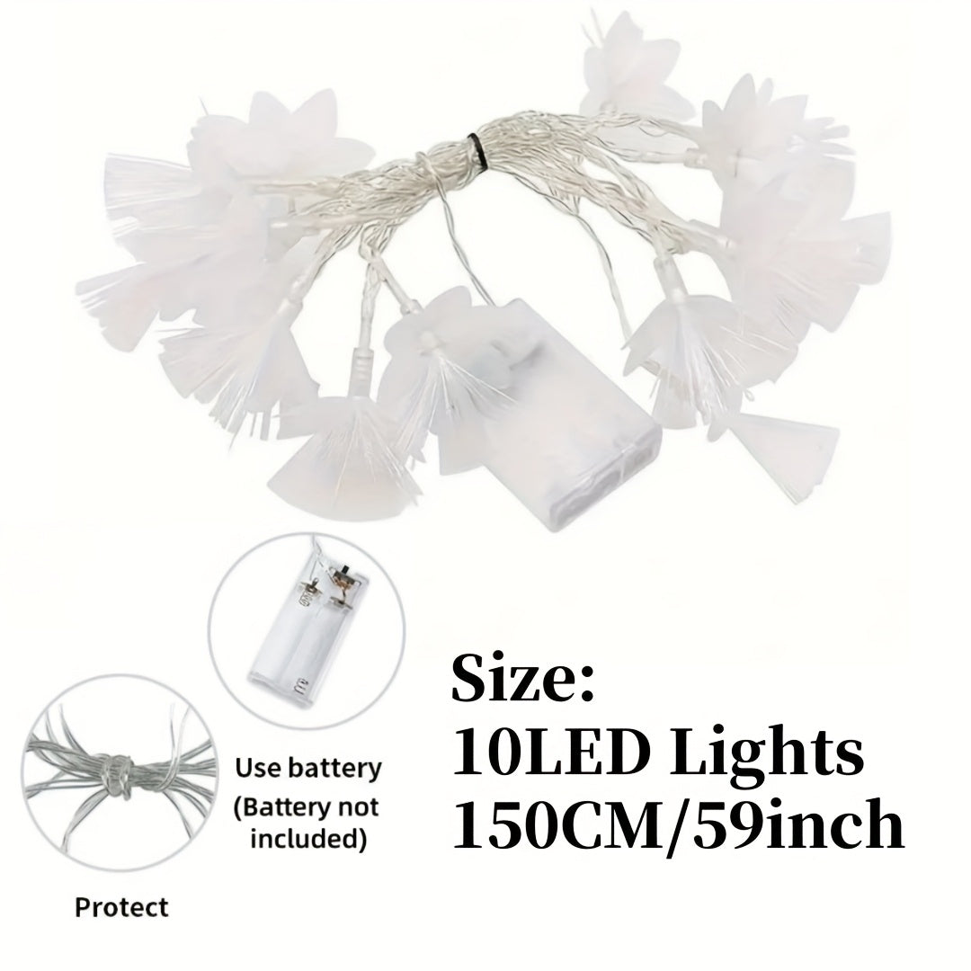 1 pieza de guirnalda de flores artificiales con luces LED de fibra óptica encantadoras - Funciona con pilas, flores blancas brillantes para decoración en San Valentín, bodas y Año Nuevo, control táctil, efecto centelleante, pequeñas luces para decoración