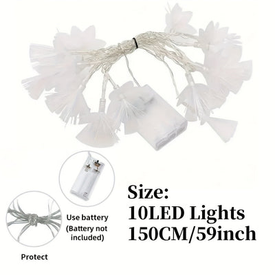 1 pieza de guirnalda de flores artificiales con luces LED de fibra óptica encantadoras - Funciona con pilas, flores blancas brillantes para decoración en San Valentín, bodas y Año Nuevo, control táctil, efecto centelleante, pequeñas luces para decoración