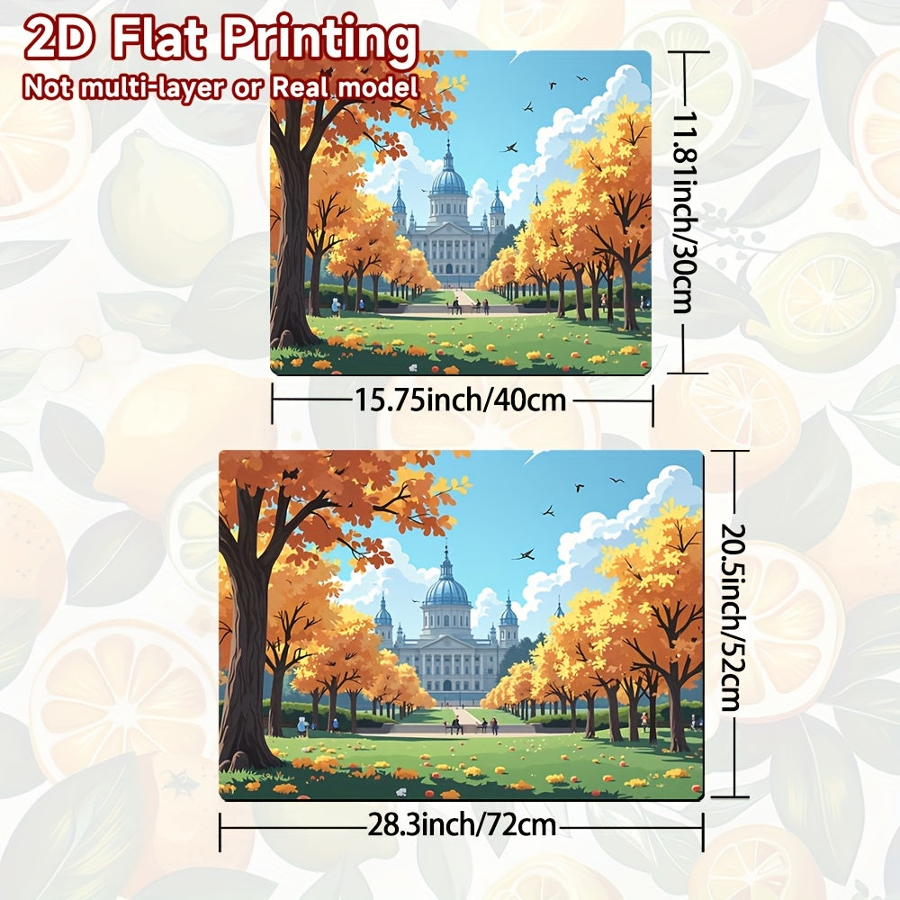 2D Plano, 1 Pieza Escena De Parque De Otoño 2D Plano Impresión Cubierta De Horno Protector - Hojas De Otoño Vibrantes Y Diseño De Cúpula, 100% Poliéster, Adecuado Para Estufas, Hornos, Lavadoras, Secadoras, Decoración De Cocina, Decoración De Cubierta De