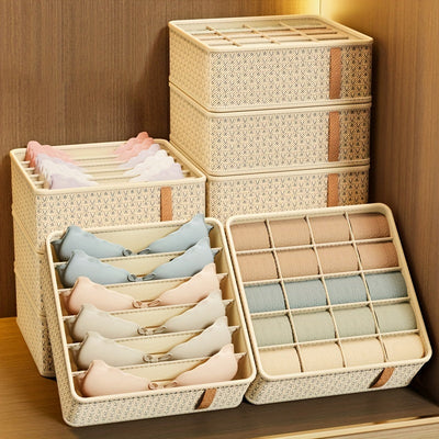 Caja de almacenamiento de tela plegable con tapa transparente - Organizador de varios compartimentos para ropa interior, calcetines y jeans - Ideal para uso en casa y dormitorio, Bolsa separadora de ropa, Organizador de almacenamiento de ropa