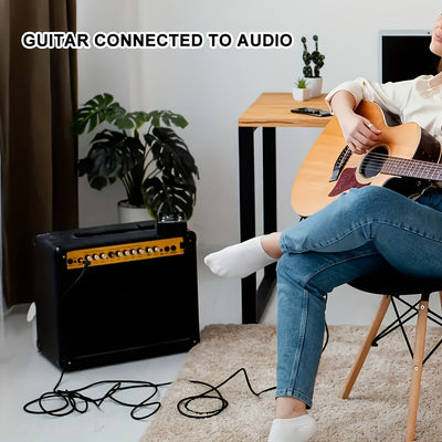 Cable de Amplificador para Guitarra y Bajo Eléctrico Premium - 3.05 metros / 6.1 metros, Sonido de Alta Fidelidad, Diseño Duradero y Flexible, Compatible con Todos los Instrumentos Musicales, Conectores Metálicos para Computadoras, Portátiles, DVD, Altav
