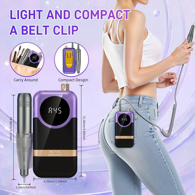 Kit de Máquina Profesional para Uñas Recargable 45000 RPM con Lima Eléctrica para Manicura, Eliminación y Pulido de Gel