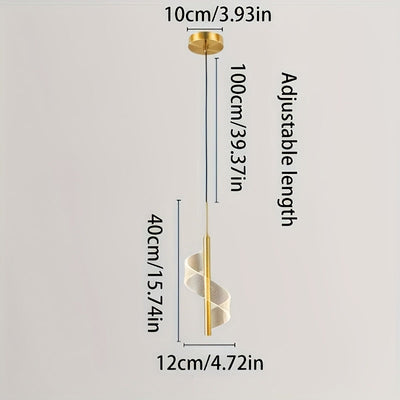 Lámpara colgante de acrílico transparente, luz LED regulable, altura ajustable, diseño moderno, lámpara de techo con espiral dorada, ideal para isla de cocina, comedor, sala o habitación, color dorado