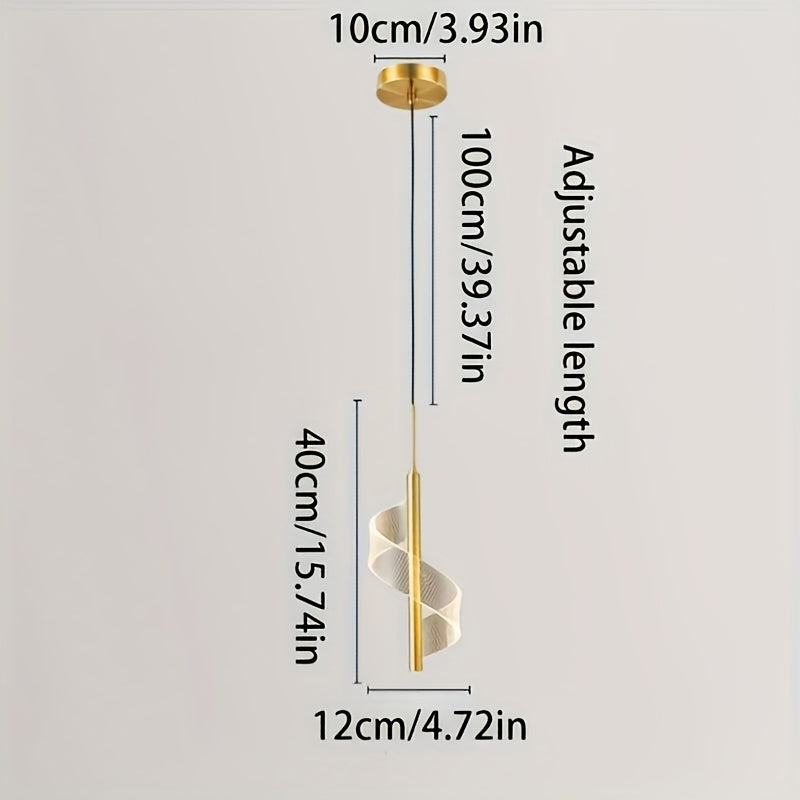 Lámpara colgante de acrílico transparente, luz LED regulable, altura ajustable, diseño moderno, lámpara de techo con espiral dorada, ideal para isla de cocina, comedor, sala o habitación, color dorado