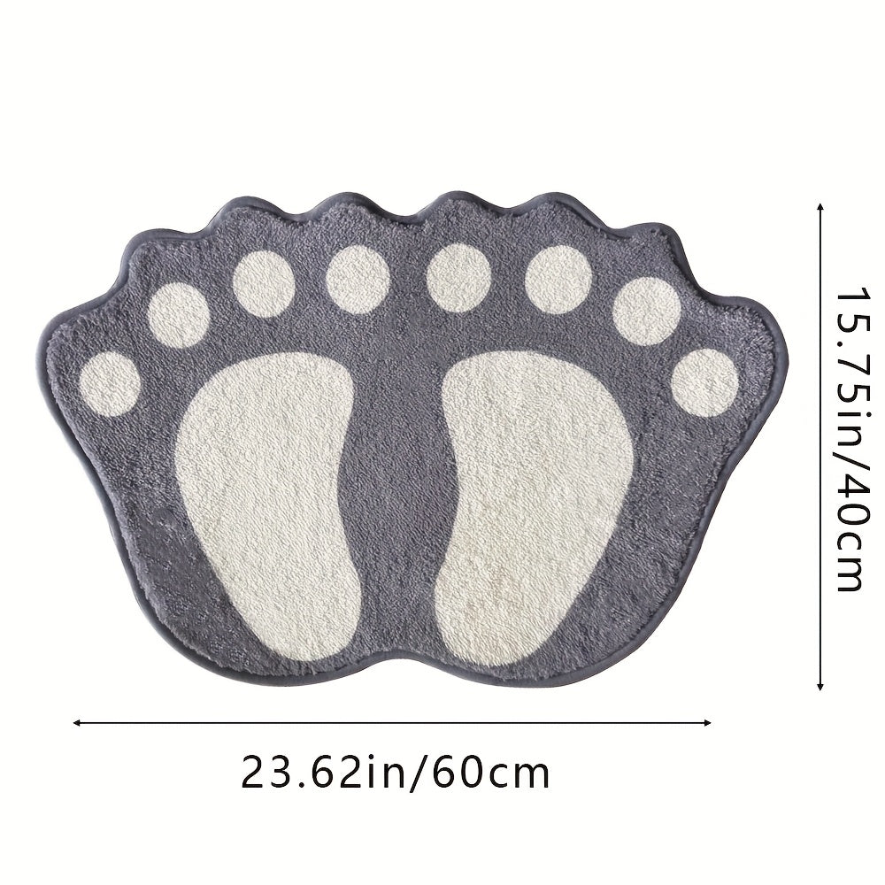 Relajación en casa, alfombrilla de baño en forma de bota antiderrapante - Lavar en máquina, suave mezcla de poliéster y PVC, color gris y crema, perfecta para decoración de baño