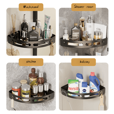 2 piezas de estante triangular de pared moderno sin perforaciones --- Material ABS duradero, estante de almacenamiento para baño y aseo, lavabo sin perforaciones para el hogar, inodoro, baño, estante de esquina de almacenamiento de cocina
