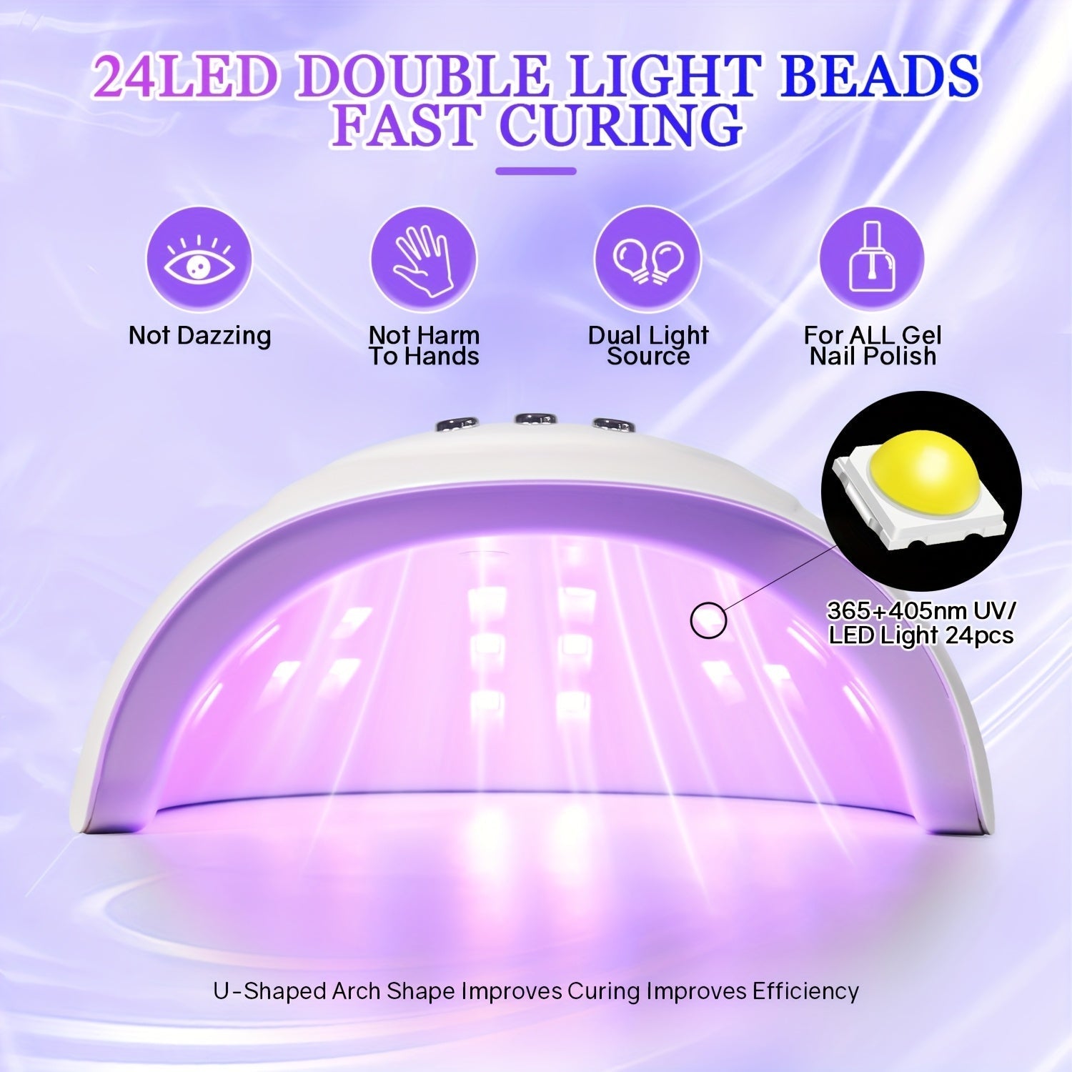Lámpara de secado de esmalte de uñas LED de 24 luces con sensor de movimiento, secador de esmalte de gel y herramientas de manicura alimentado por USB, para uso en hogar y salón, pantalla LCD, sin formaldehído, accesorios de tecnología de uñas, esenciale