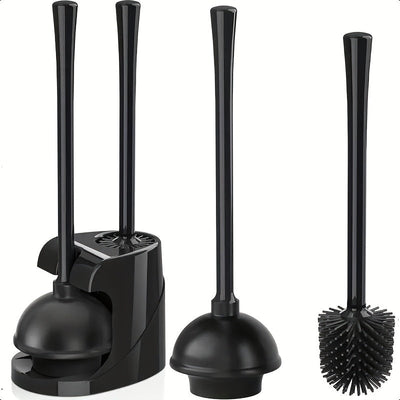 Juego de Cepillo y Desatascador de Inodoro 2 en 1 - Cabeza Giratoria, Plástico Duradero, Kit de Limpieza para Baño, Accesorios de Baño