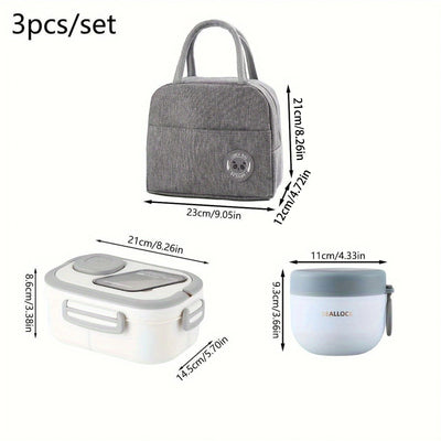 3 piezas/juego, juego de caja de almuerzo, bolsa aislada portátil reutilizable, taza de desayuno, adecuada para oficina, exterior, escuela, picnic, suministros escolares, caja de almuerzo, caja de bento, bolsa de almuerzo