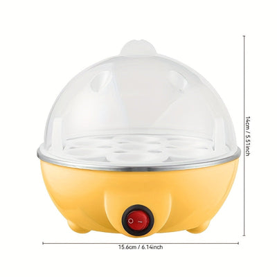 Cocedor de Huevos Eléctrico Compacto VIVIDAY con Tapa Transparente - Mini Maquinilla de Desayuno Portátil, 110V, Material PP, Diseño Amarillo y Blanco, Enchufe Estadounidense, Ideal para la Nutrición en Cocina Doméstica, VIVIDAY