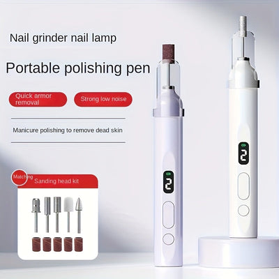 FEIYBA Taladro eléctrico profesional para uñas con broca y cinta de lijado, juego de lima para manicura y pedicura, herramienta de pulido para uñas en casa o salón