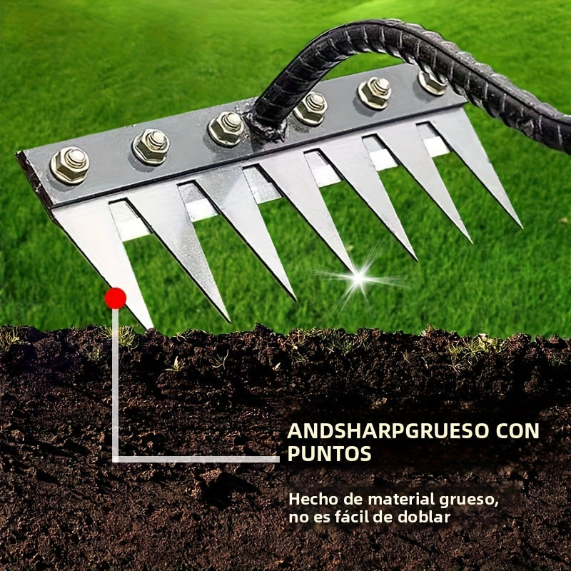 1/2 piezas, herramienta de desmalezamiento de jardín de acero al carbono de alta resistencia - 3 capas, desmalezador de metal multiusos, aerador de suelo, cortador de raíces y rompedor de madera roja, construcción duradera para jardinería y cuidado de cé