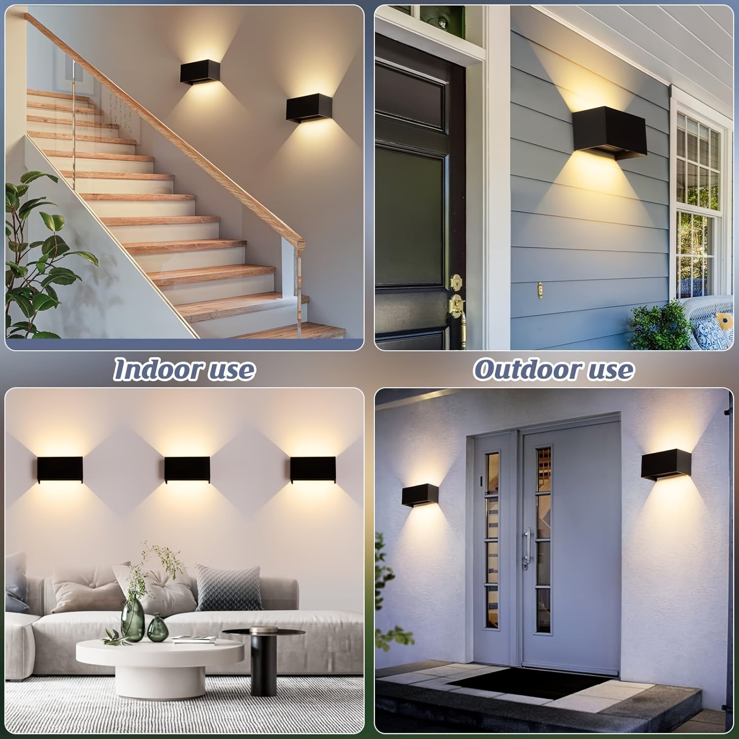 Luz de pared LED con cabeza doble y cabeza simple, luz de jardín de porche con temperatura blanca cálida de 3000K, iluminación comercial para calles y áreas, decoración de balcones y patios con lámpara de iluminación.