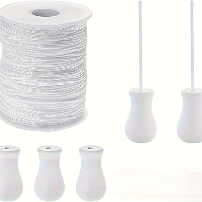 Cuerda trenzada de 100 metros de 1,8 mm con 5 cuentas de madera, adecuada para persianas, cortinas romanas de ventana y decoración de plantas de jardín.