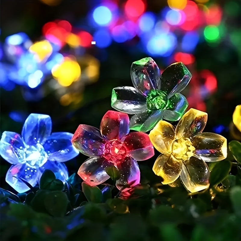 Luces solares de cerezo en cadena - Decoración LED colorida para exteriores, fiestas, bodas y festivales, 20/30/50 luces, 3W, batería de níquel, energía solar, luces para jardín