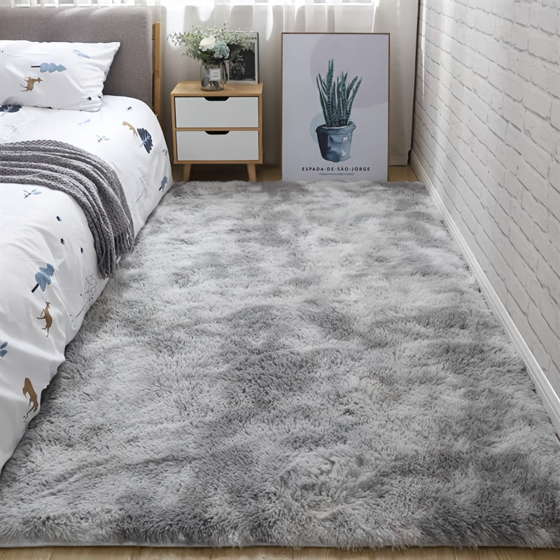 Alfombra de Cabello Largo Nórdica con Degradado de Color Tie-dye Transfronterizo para Dormitorio, Manta de Cabecera, Sala de Estar, Mesa de Café, Estilo de Celebridad de Internet, Manta de Cabecera para Cabello Largo