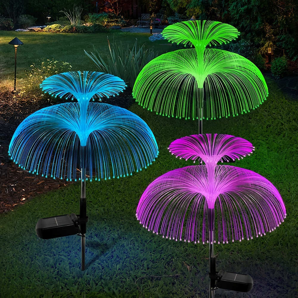 1pz Luces Solares para Jardín Exterior, Luces de Medusa Cambiantes en 7 Colores, Luces Solares para Patio y Césped, Flores Solares, para Senderos, Patios, Jardines y Decoración Festiva